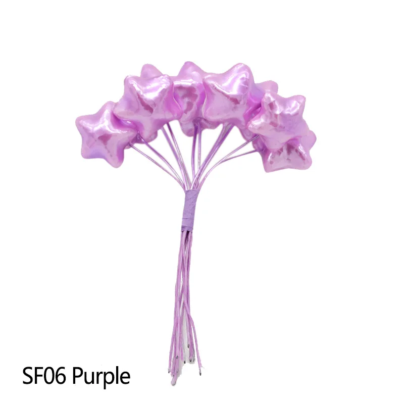 purple 10 шт 2 см пенопластовые звезды букеты железные стебли пластиковые искусственные цветы сделай сам Скрапбукинг Ремесло венок Свадебная поставка украшений для вечеринок - Цвет: purple