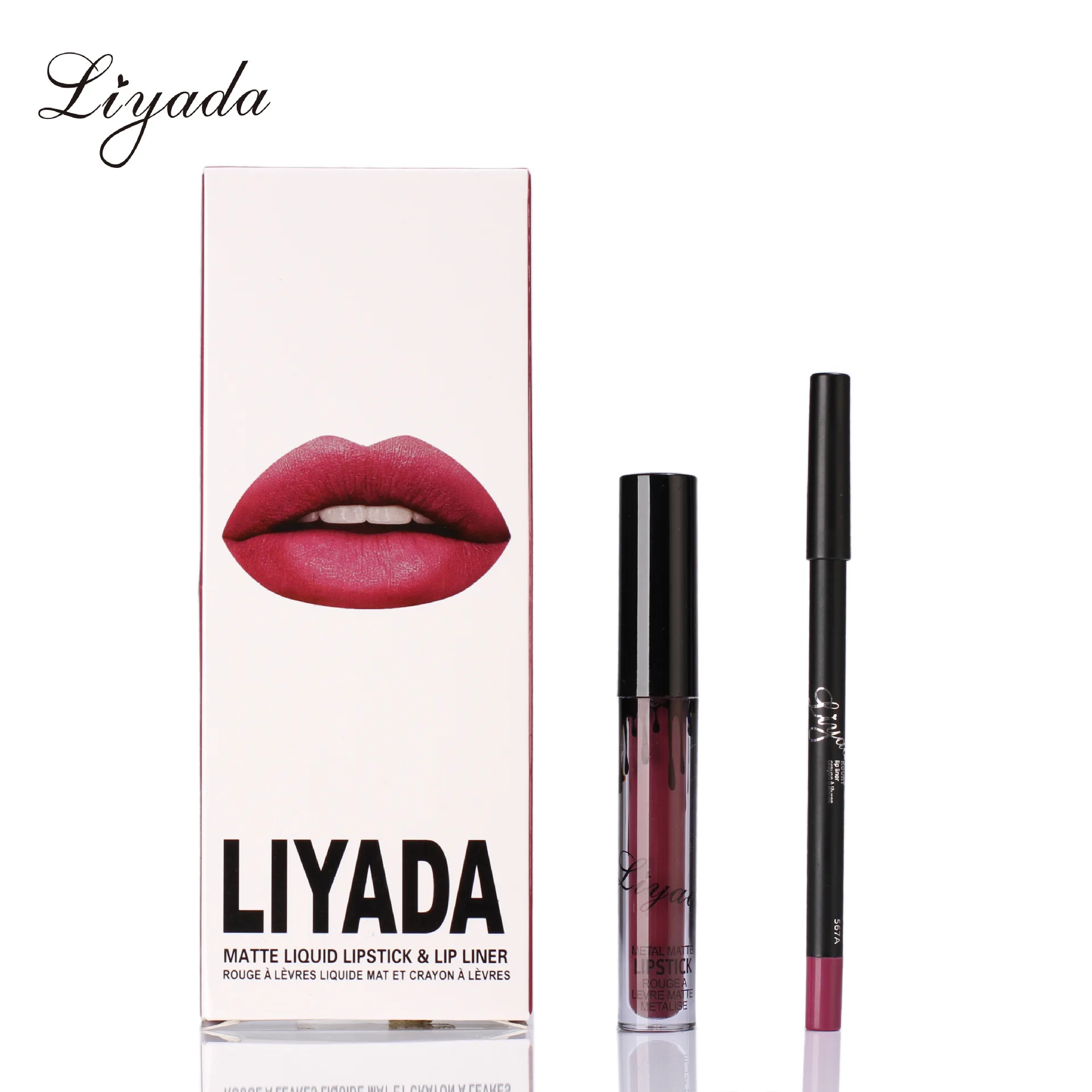 LIYADA 8 компл. Матовая жидкая помада + lips pencil Макияж Lasting Водонепроницаемый Коврики