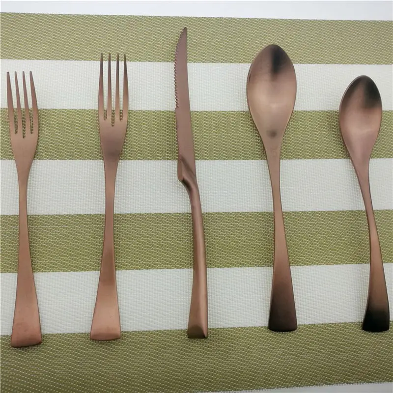 Upscale Favors Rose Gold Matte Cutlery 18/10 Stainless Steel Coffee Tea Fork Dinnerware Steak Knife Tableware Set | Дом и сад