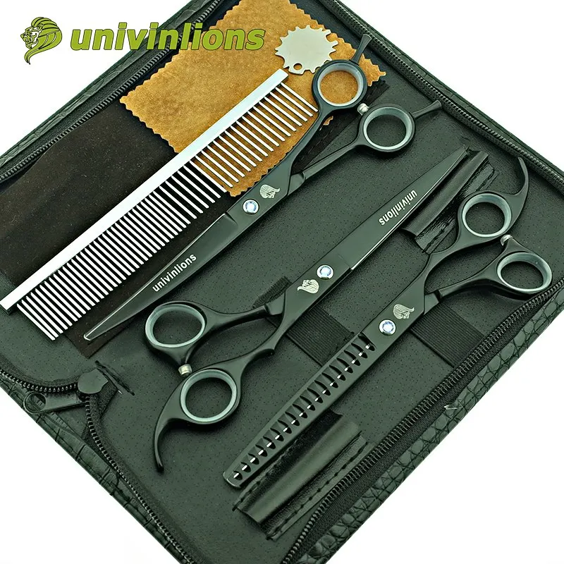 set with comb Univinlions " Горячие Черные ножницы для стрижки домашних животных Парикмахерские ножницы для стрижки собак Ножницы Для Стрижки собак профессиональный комплект для ухода за собакой - Цвет: set with comb