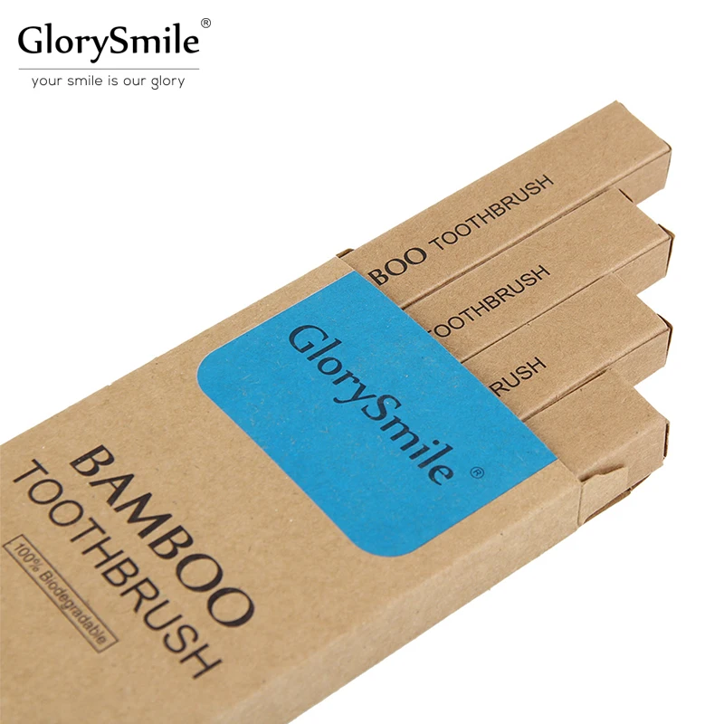Экологически бамбуковая зубная щетка GlorySmile 4 упаковки 100% биоразлагаемая мягкая