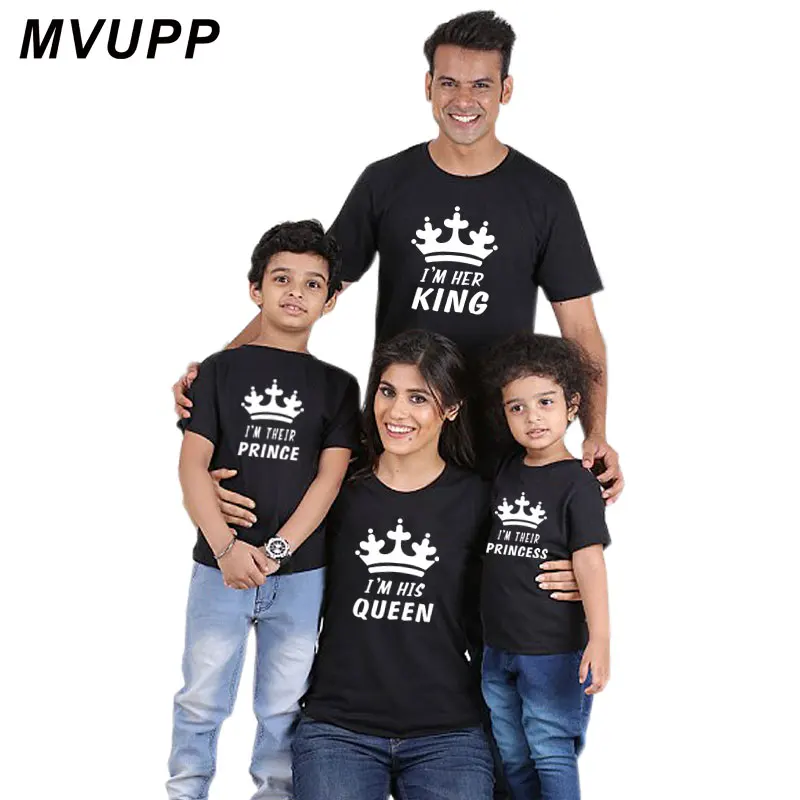 Наряды для малышей с надписью his her king queen prince подходящая одежда футболка семьи