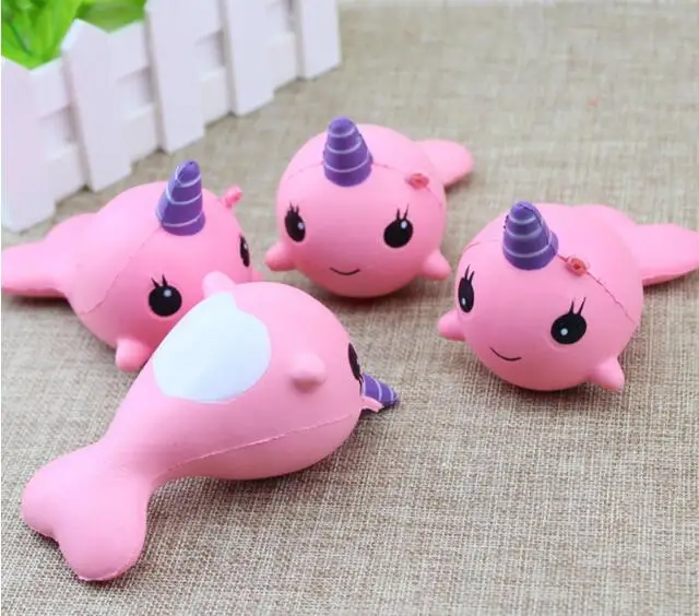 5pcs/lot Cute Squishy Colorful Horn Whale Slow Rising Straps Rainbow Dolphin Squeeze Scented Bread Cake Kid Fun Toy Gift | Игрушки и