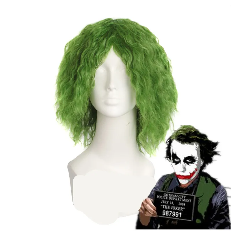 A only wig Бэтмен Джокер из "Темного рыцаря" костюм для косплея по мотивам кино Джокер Отряд Самоубийц Хит Леджер Косплей Костюм фиолетовая куртка Униформа полный комплект - Цвет: A only wig