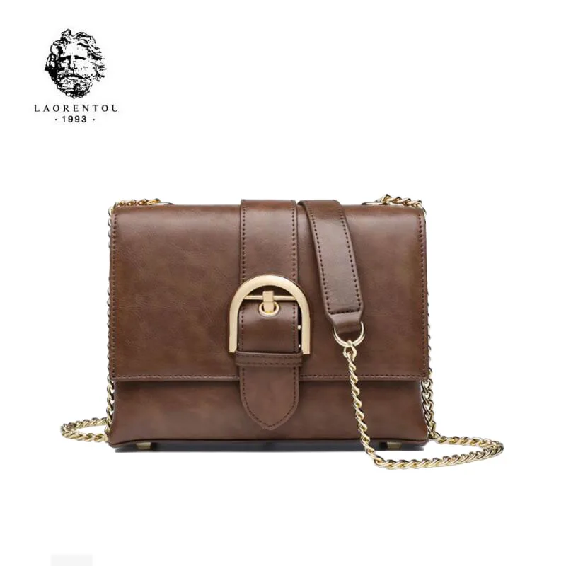 LAORENTOU новые женские кожаные сумки с цепочкой модные роскошные кожаные сумки через плечо для женщин маленькая сумка темно-коричневый