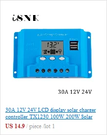 12V 24V 10A 20A 30A PWM солнечный контроллер заряда автоматическая работа с ЖК-дисплеем Dual USB 5V Выход Солнечная Панель зарядное устройство регулятор PV