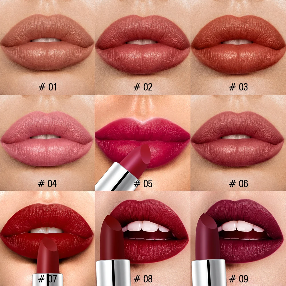 2019 Wholesale Women Cheap Lipstick Luxury Lips Makeup Long Lasting Pigment Red Brown Matte Nude Waterproof |