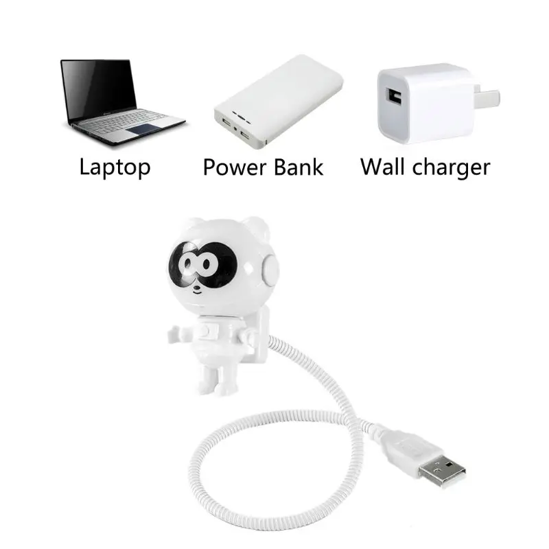 Милый светодиодный мини-ночник с пандой с питанием от USB и выключателем, гибкая лампа для ламп накаливания для ноутбука, ПК, зарядное устройство