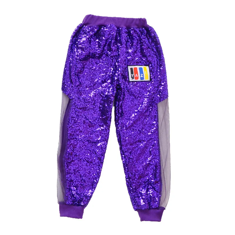 Pants Костюмы для танцев с блестками с длинными рукавами; цвет фиолетовый; одежда для уличных танцев; одежда для выступлений; одежда для сцены в стиле хип-хоп - Цвет: Pants