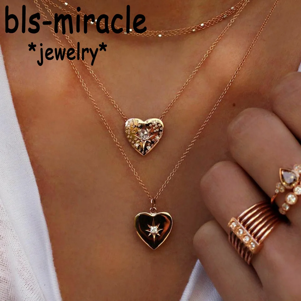 Женское многослойное ожерелье Bls-miracle богемное с кристаллами в форме сердца