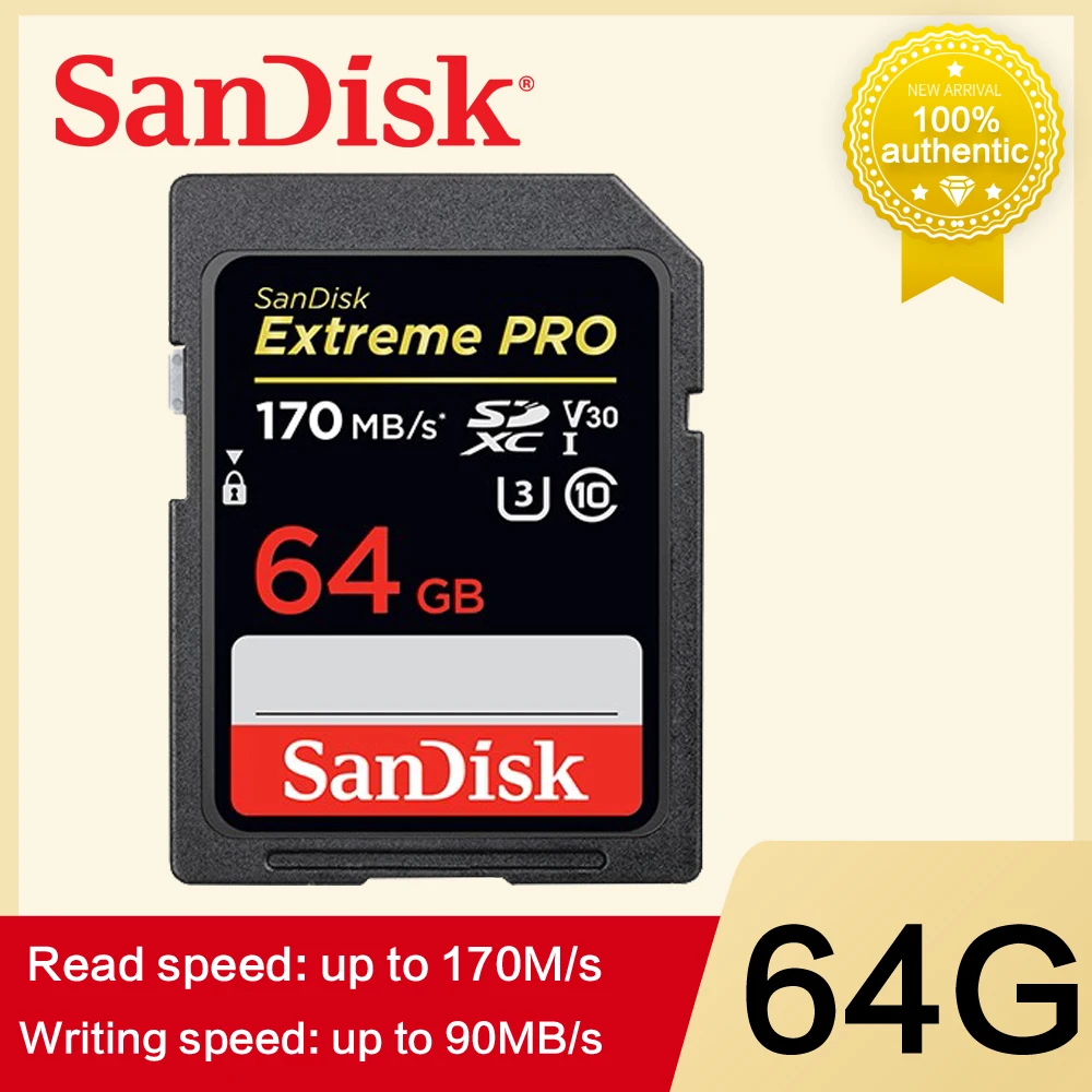 Карта памяти SanDisk Extreme PRO, sd-карта, 64 ГБ, 512 ГБ, 128 ГБ, 256 ГБ, 32 ГБ, карта памяти U3, 4 k, высокая скорость, класс 10, 170 МБ/с./с, V30 для камеры