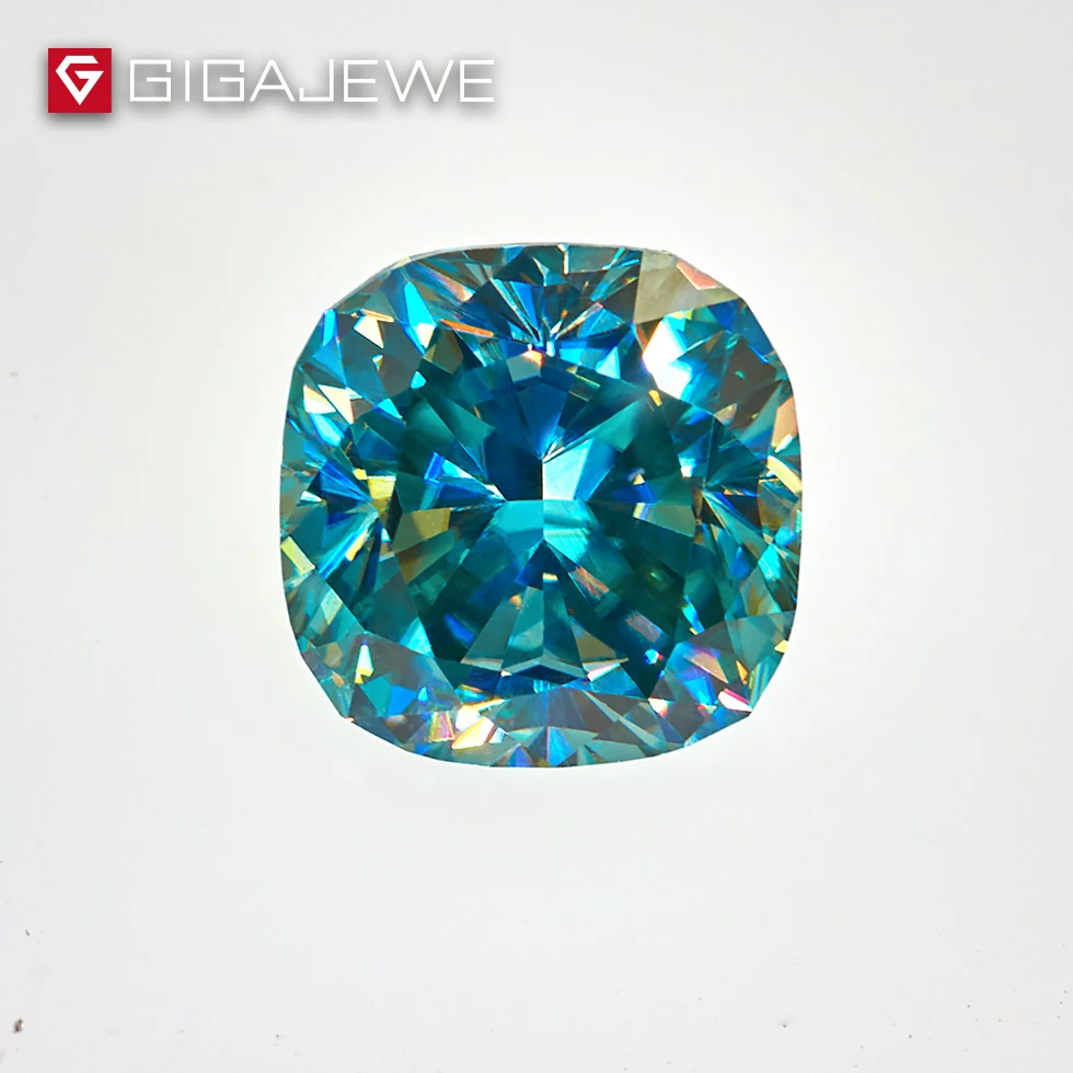 GIGAJEWE Cyan синяя Подушка Большой размер 5.8ct 13.4ct свободный алмаз тест прошел Moissanite
