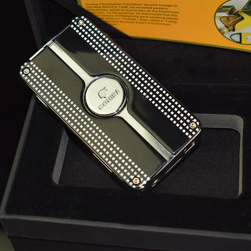 COHIBA зажигалка крутая черная 3 струйная горелка для сигар ветрозащитная серия