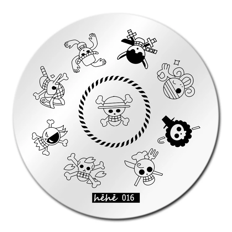 Пластины для стемпинга ногтей ONE PIECE Skull шаблон нейл-арта hehe016 набор трафаретов