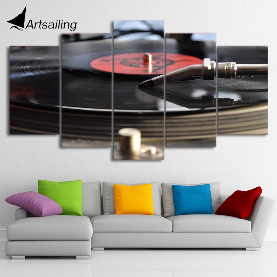 

HD Printed 5 Pieces Canvas Art Painting Old Record DJ Poster Wall Pictures for Living Room Home Decor Free Shipping NY-7288B
