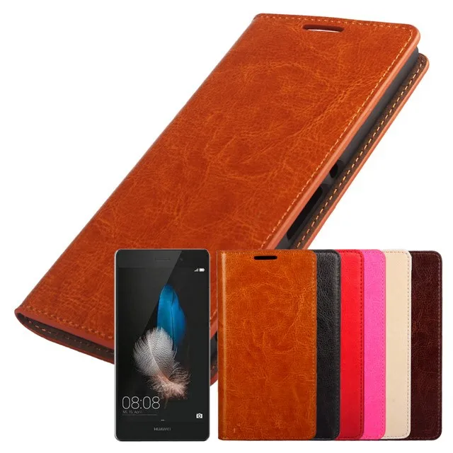 

Factory price,Luxury For Huawei Ascend P8/P8Lite/P8 Max Genuine Cowhide Leather Flip Case Cover Wallet with Card Slots Holster