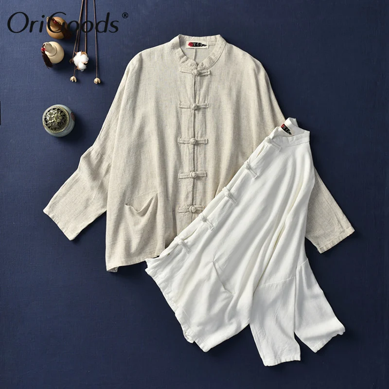 Женская льняная рубашка оверсайз с рукавами летучая мышь|Блузки| |