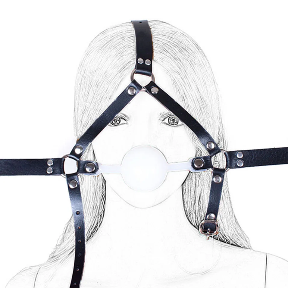 Силиконовая маска кляп с большим шариком camaTech 48 мм кожаный бандаж для головы