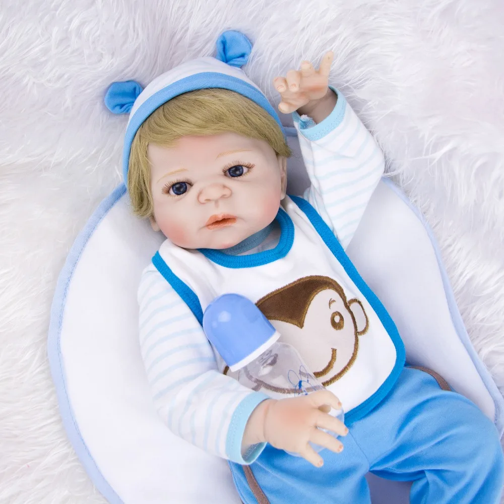 

Кукла реборн силиконовая полноразмерная, Реалистичная кукла-младенец со светлыми волосами, кукла-младенец, детский подарок, 55 см