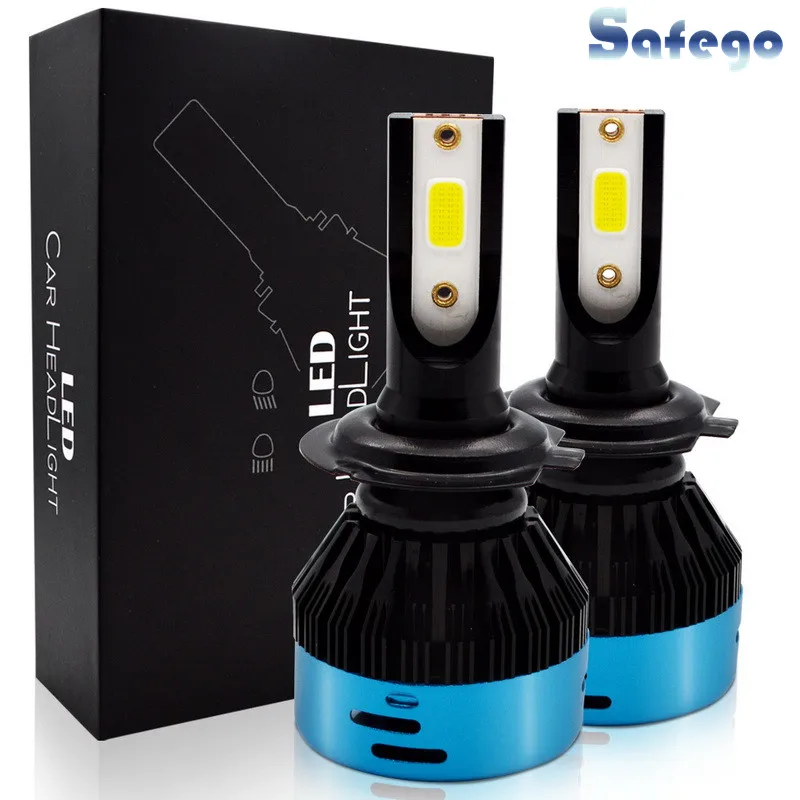 Safego 2 шт. H4 H7 H8 H9 H11 светодиодный фар автомобиля 30 W 12 V COB светодиодный лампы для передних фар(Подол короче спереди и длиннее сзади) Луч Авто C6X фары 3200LM 6000 K белый