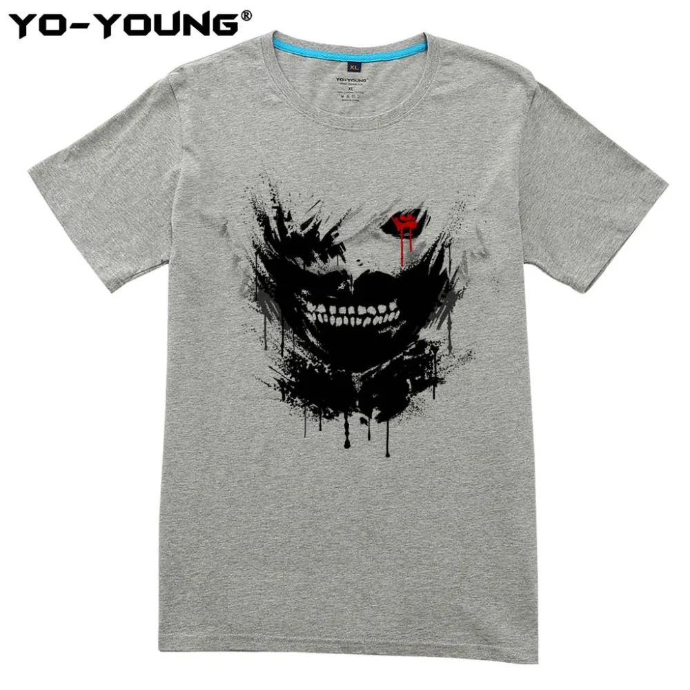 Yo = Young Anime Tokyo Ghoul Летняя мужская футболка с цифровым принтом 100% 180 г чёсаный хлопок