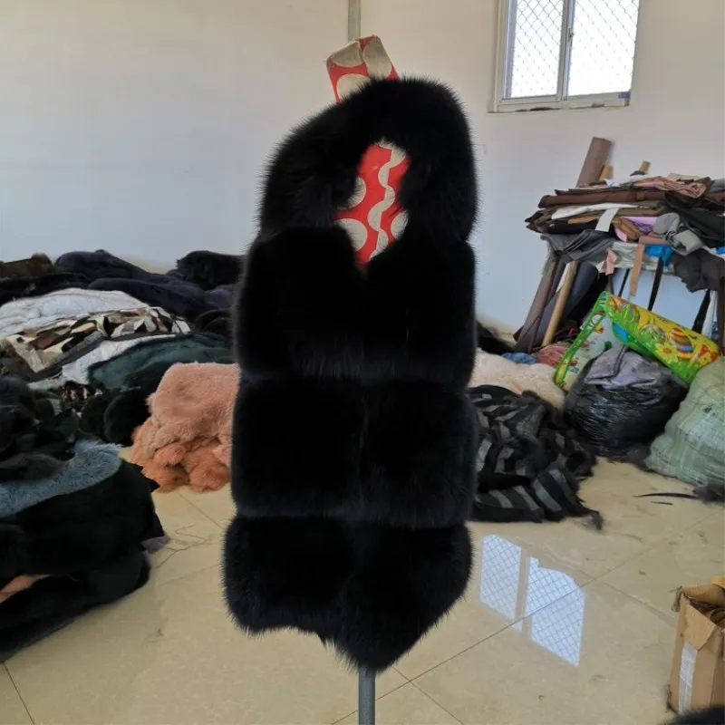 2019 меховое пальто женское зимнее из настоящего меха лисы мех трава жилет |