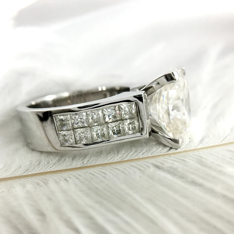 4 карат ct DF подушка для помолвки и свадьбы Moissanite бриллиантовое кольцо женщин