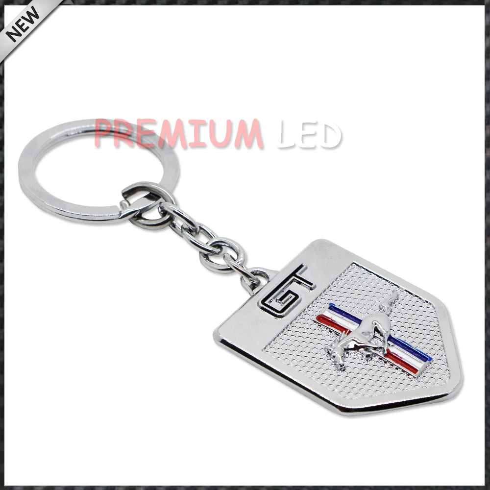 (1) брелок для ключей с хромированной отделкой пони лошади Mustang GT 500 Cobra|mustang keychain|gt