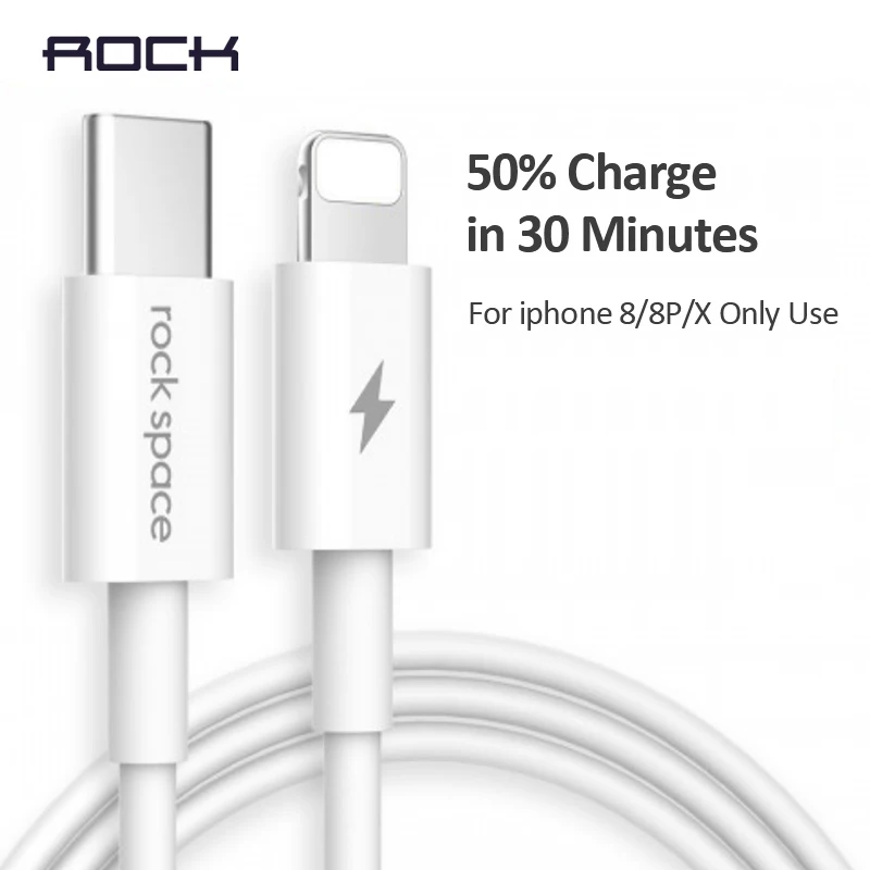 ROCK type C PD кабель для USB 8-контактный быстрой зарядки iPhone X 8/8 Plus Кабель передачи