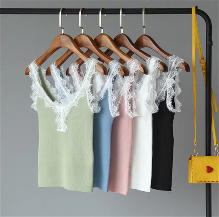 ALPHALMODA лето 2009, женский милый кружевной вязаный Топ, Дамский кружевной лоскутный Топ на пуговицах, праздничный Повседневный Топ на бретелях