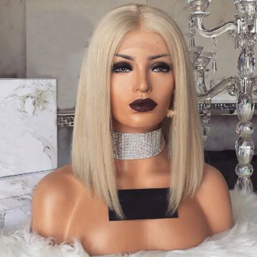 SimBeauty, платиновый блонд, парик, перуанские человеческие волосы на кружеве, парики для женщин, волосы remy, прямые, предварительно выщипанные волосы, полный конец