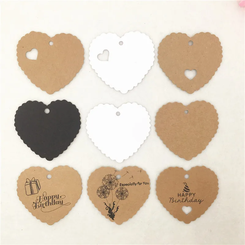 

50 pcs heart-shaped retro kraft paper label wedding birthday party decoration card DIY handmade price display card