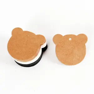 100 шт., этикетки из крафт-бумаги в форме медведя
