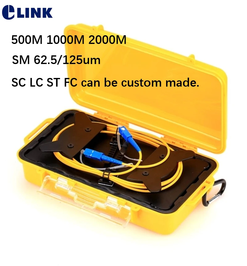OTDR launch Cable Box 500 M 1000 m 2 KM SM G652D 62,5/125um Оптическое волокно SM 1310/1550nm OTDR Dead Zone Eliminator ELINK factory