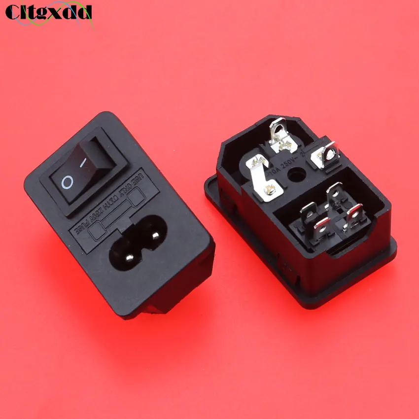

Cltgxdd 1pcs AC 250V 10A IEC 320 C8 MAINS AC Power Socket Electric Plug Power Cord Inlet With Fuse Rocker Switch ON-OFF