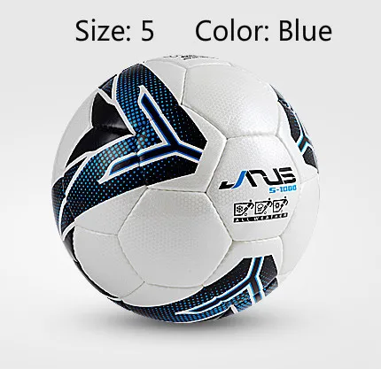 Size 5 Color Blue JANUS Профессиональный бесшовный футбольный мяч, стандартный размер 5, тренировочный футбольный мяч из искусственной кожи, размер 4, для детей и взрослых - Цвет: Size 5 Color Blue
