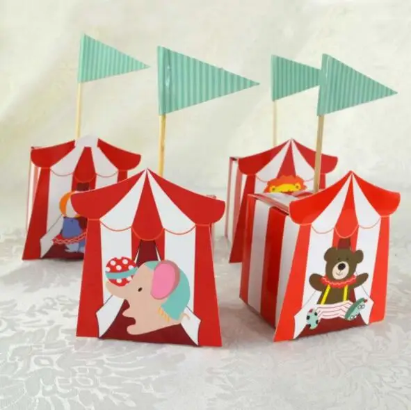 10 шт./лот мультфильм цирк тема вечерние DIY коробка конфет для детей подарок на