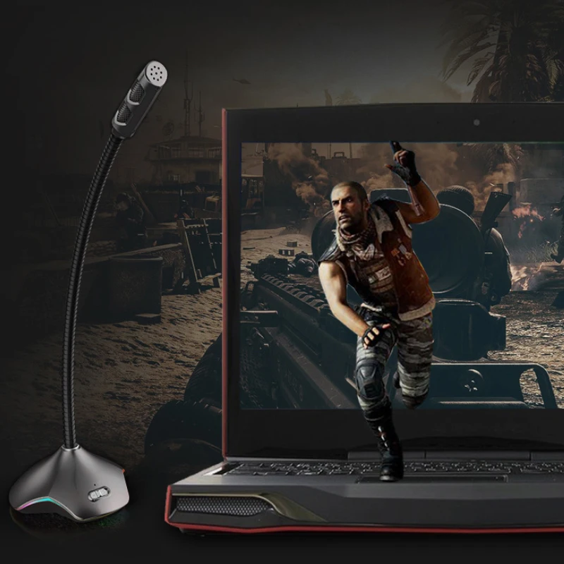 Flexible USB Condenser Microphone for Computer With led light Recording Gaming Chatting computer microphones | Электроника