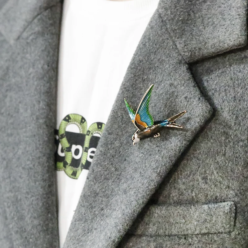 ALLYES красочные эмалированные Броши с ласточкой для женщин вечерние одежда