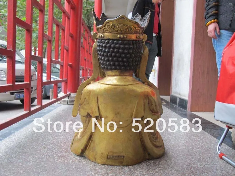 26 &quotКитай Буддизм Храм Бронзовый Gild Мин Кван-Инь Бодхисаттва Статуя Будды | Дом и