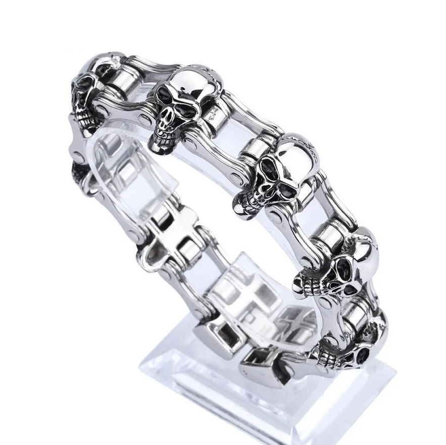 

Bike cycling fashion skull titanium stainless steel bracelet bracelet 316