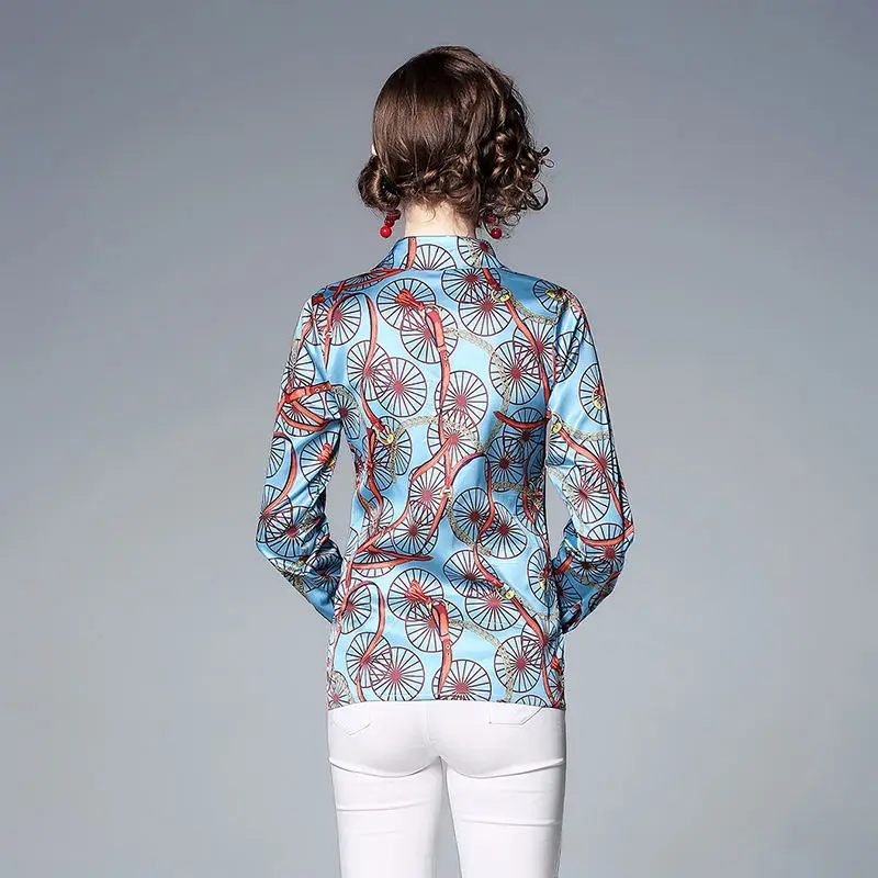 Новая весенняя Модная элегантная женская блузка с принтом OL рубашки мода длинная