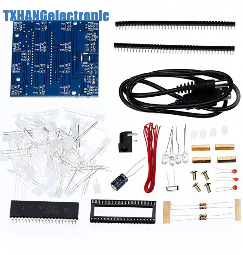 1 шт. электронный дизайн DIY kit Cube 4*4*4 синий куб 51 микроконтроллер | Электронные