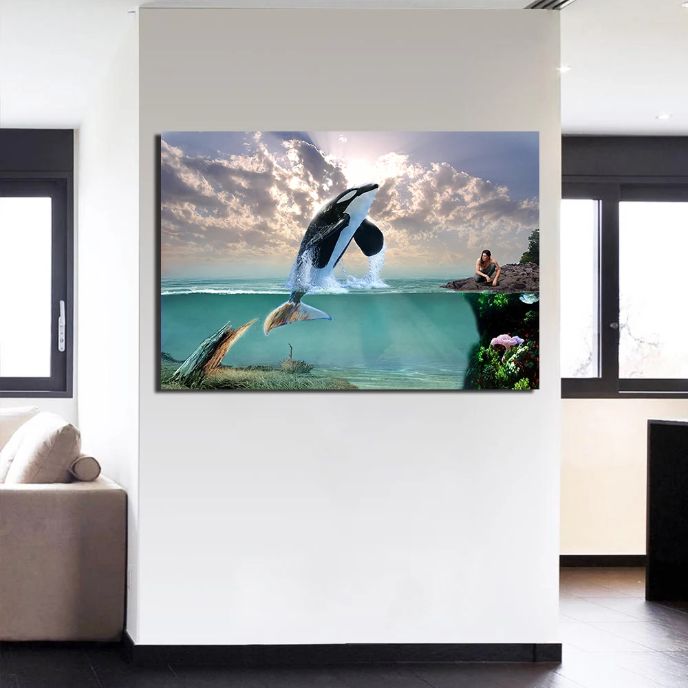 Killer Whale настенный художественный постер DIY в рамке холст живопись художественное