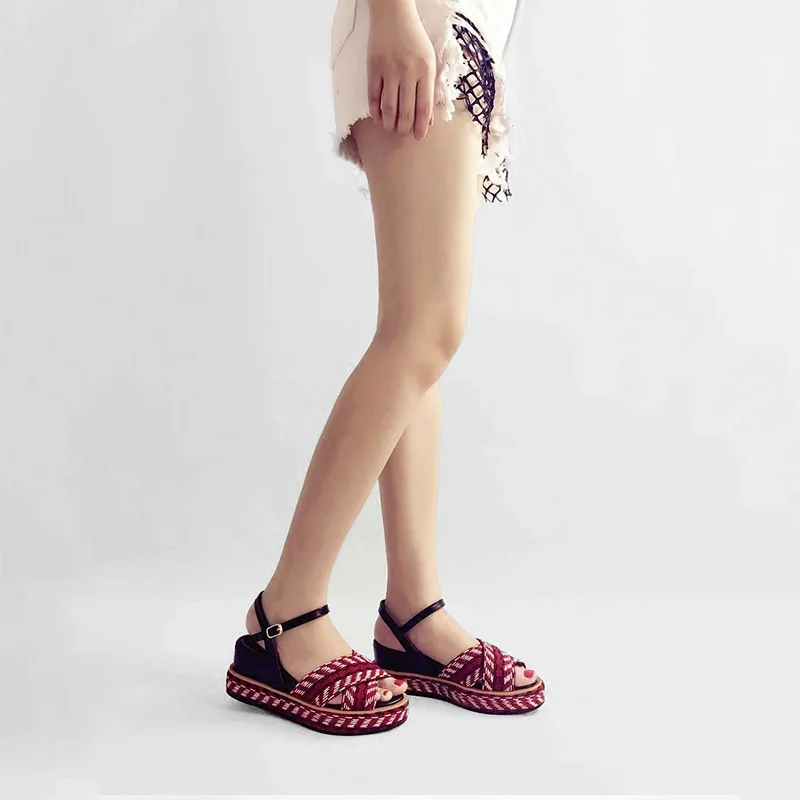 Abramenko/женские плетеные сандалии на платформе Повседневная обувь Высокие