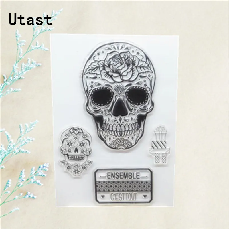 Прозрачные силиконовые штампы в виде черепа на Хэллоуин/прозрачный резиновый