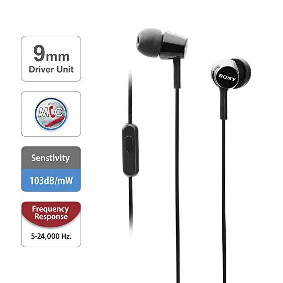 SONY официальный авторизованный MDR-EX155AP наушники-вкладыши Светильник Цвет наушники 3,5 мм