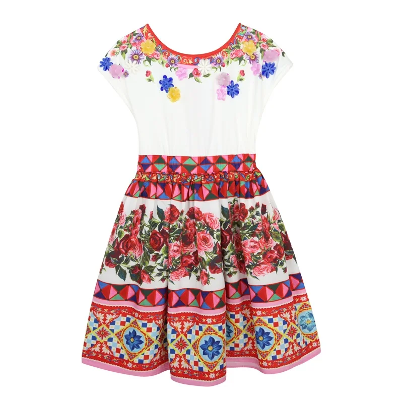 638 Robe Enfant Fille; платье принцессы; Одежда для девочек; коллекция года; Брендовое летнее платье для девочек; Детские костюмы с принтом мороженого; платья для малышей - Цвет: 638