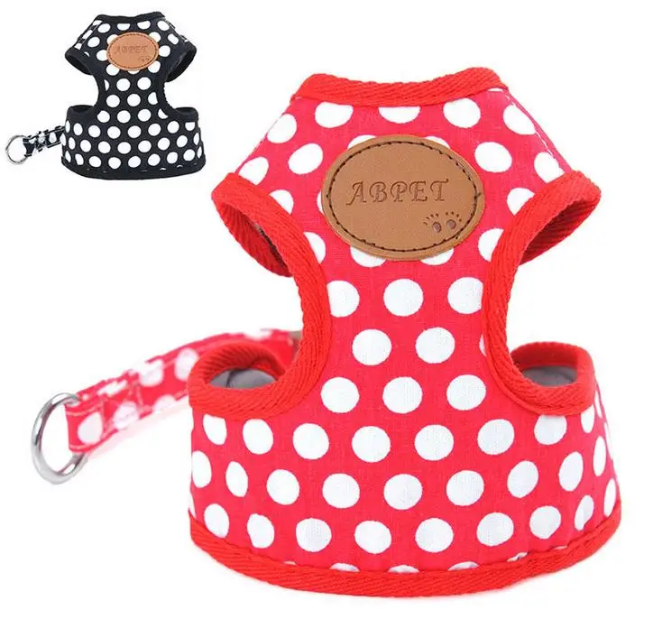 Cartoon Dot Pet Dogs Cloth Chest Harness Leads Soft Dog Chain Adjustable Pattern For Pets Leash | Дом и сад
