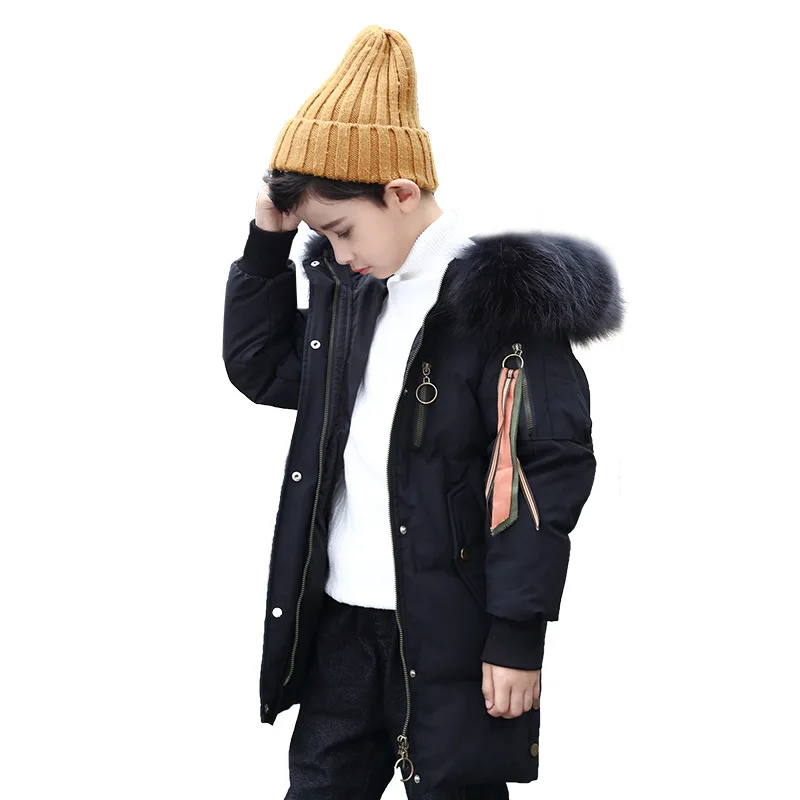 Новинка 2018 года Детский пуховик длинное плотное пальто парка верхняя одежда для